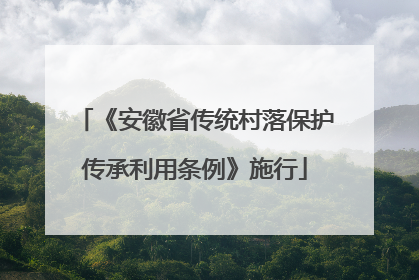 《安徽省传统村落保护传承利用条例》施行