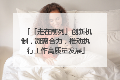 「走在前列」创新机制，凝聚合力，推动执行工作高质量发展
