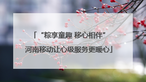 “粽享童趣 移心相伴” 河南移动让心级服务更暖心