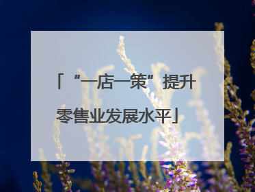 “一店一策”提升零售业发展水平