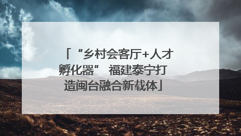 “乡村会客厅+人才孵化器” 福建泰宁打造闽台融合新载体