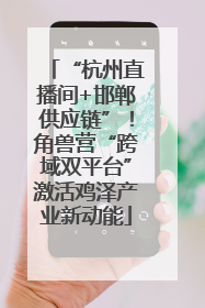 “杭州直播间+邯郸供应链”！角兽营“跨域双平台”激活鸡泽产业新动能