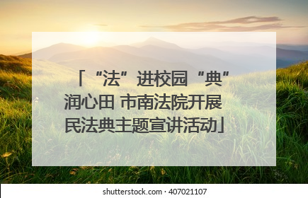 “法”进校园“典”润心田 市南法院开展民法典主题宣讲活动