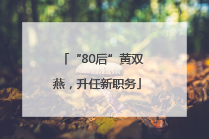 “80后”黄双燕，升任新职务