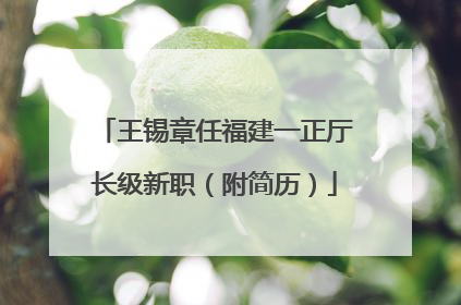 王锡章任福建一正厅长级新职（附简历）