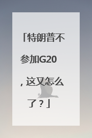 特朗普不参加G20，这又怎么了？