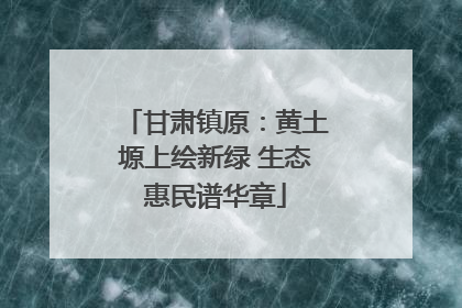 甘肃镇原：黄土塬上绘新绿 生态惠民谱华章