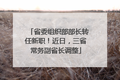 省委组织部部长转任新职！近日，三省常务副省长调整