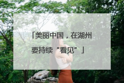 美丽中国，在湖州要持续“看见”