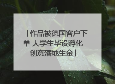 作品被德国客户下单 大学生毕设孵化创意落地生金