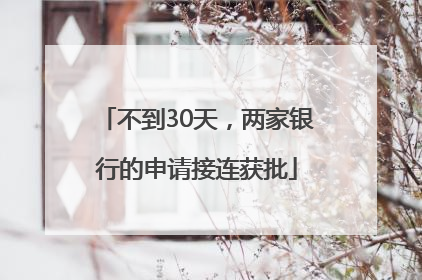 不到30天，两家银行的申请接连获批