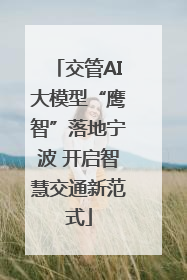 交管AI大模型“鹰智”落地宁波 开启智慧交通新范式
