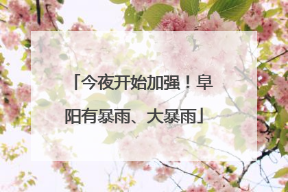 今夜开始加强！阜阳有暴雨、大暴雨