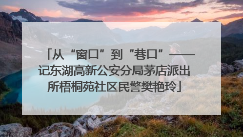从“窗口”到“巷口”——记东湖高新公安分局茅店派出所梧桐苑社区民警樊艳玲