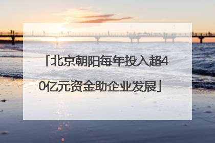 北京朝阳每年投入超40亿元资金助企业发展