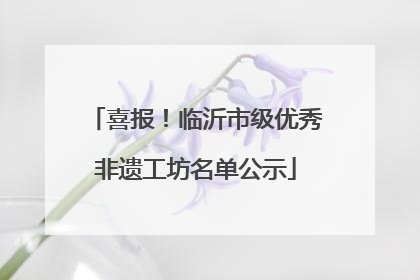 喜报！临沂市级优秀非遗工坊名单公示