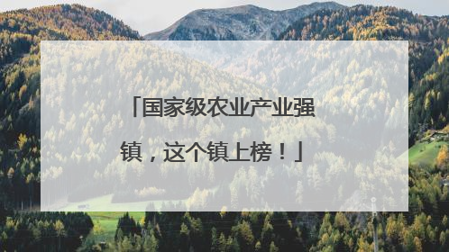 国家级农业产业强镇，这个镇上榜！