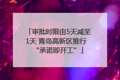 审批时限由5天减至1天 青岛高新区推行“承诺即开工”