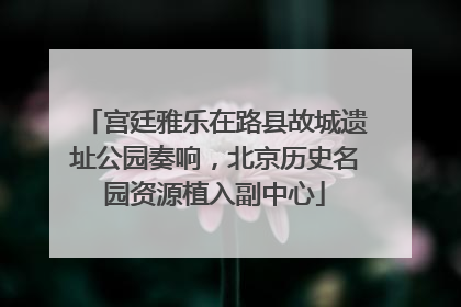 宫廷雅乐在路县故城遗址公园奏响，北京历史名园资源植入副中心