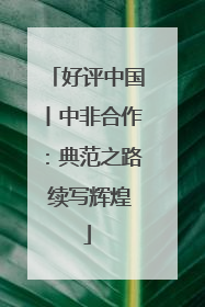 好评中国丨中非合作：典范之路 续写辉煌