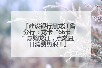 建设银行黑龙江省分行：龙卡“66节”惠购龙江，点燃夏日消费热浪！