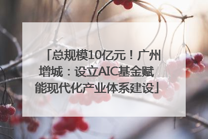 总规模10亿元！广州增城：设立AIC基金赋能现代化产业体系建设