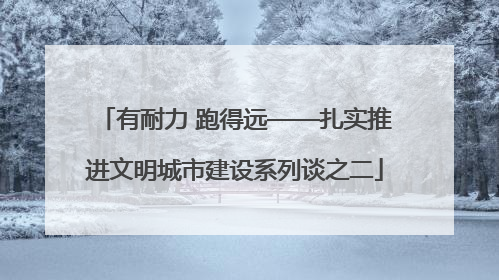 有耐力 跑得远——扎实推进文明城市建设系列谈之二