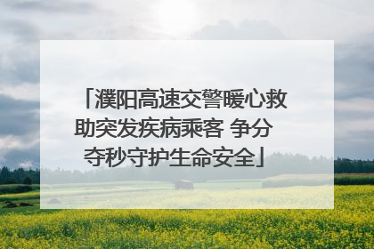 濮阳高速交警暖心救助突发疾病乘客 争分夺秒守护生命安全