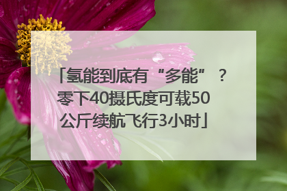 氢能到底有“多能”？零下40摄氏度可载50公斤续航飞行3小时