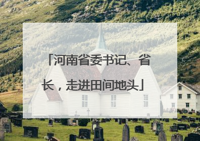 河南省委书记、省长，走进田间地头