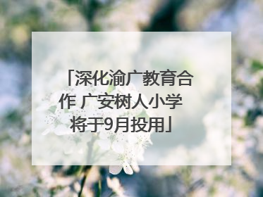 深化渝广教育合作 广安树人小学将于9月投用
