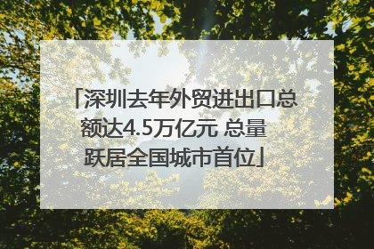 深圳去年外贸进出口总额达4.5万亿元 总量跃居全国城市首位