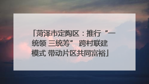菏泽市定陶区：推行“一统领 三统筹” 跨村联建模式 带动片区共同富裕