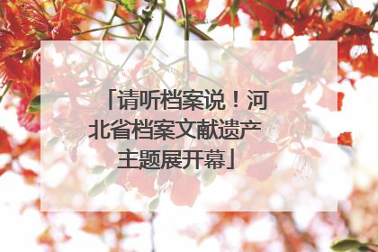 请听档案说！河北省档案文献遗产主题展开幕