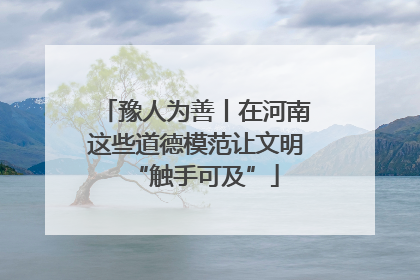 豫人为善丨在河南这些道德模范让文明“触手可及”