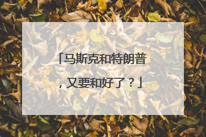 马斯克和特朗普，又要和好了？