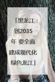 黑龙江：到2035年 要全面建成现代化绿色龙江