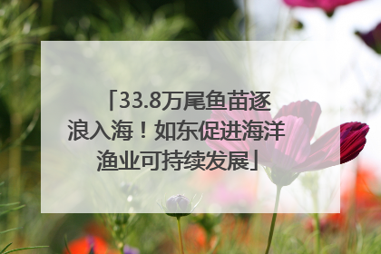 33.8万尾鱼苗逐浪入海！如东促进海洋渔业可持续发展