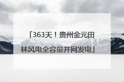 363天！贵州金元田林风电全容量并网发电