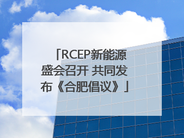 RCEP新能源盛会召开 共同发布《合肥倡议》